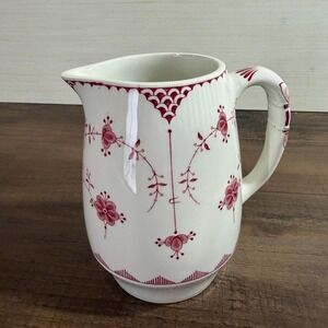 Furnivals Denmark Pitcher 24oz Red Transferware Pre-1913 Edwardian Viking Mark